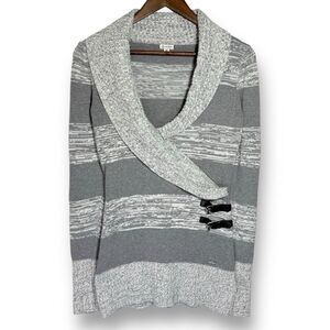 Vintage Y2K Guess Sweater S Long Knit Stretch Tunic Faux Wrap Buckle Cross Over